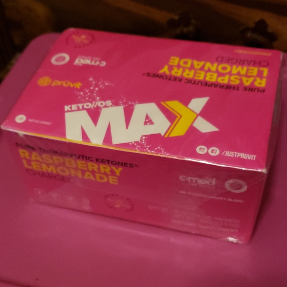 Sealed box of raspberry lemonade keto supplements